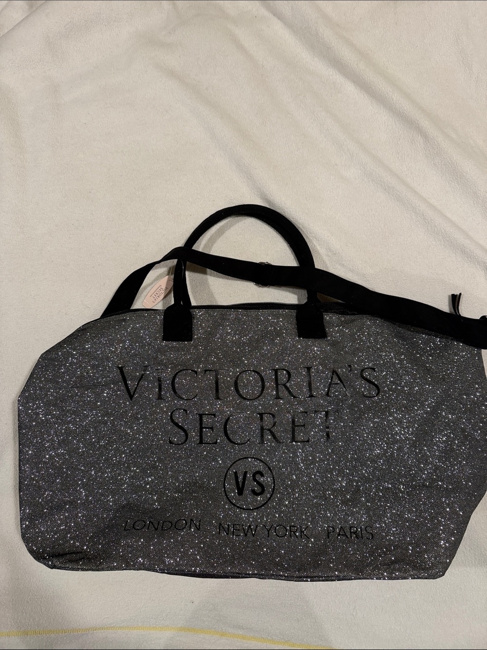 Victoria's Secret Glitter Travel Weekender Bag in Dark Gray